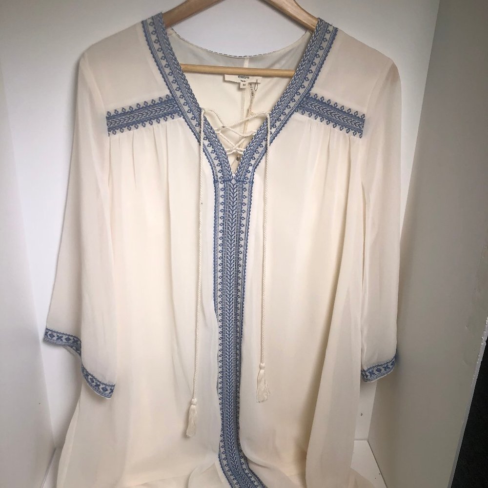 Entro ivory and blue boho dress